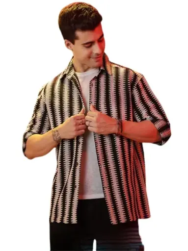 GRECIILOOKS Shirt for Men | Men Stylish Shirt | Men Crochet Shirt | Men's Regular Fit |